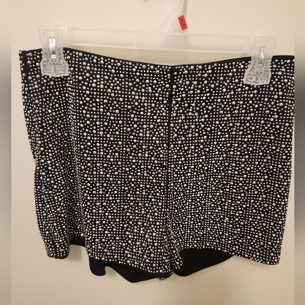 SPARKLY DISCO BALL SHORTS, Bedazzled, Silver And Black, EEUC, No Size Listed